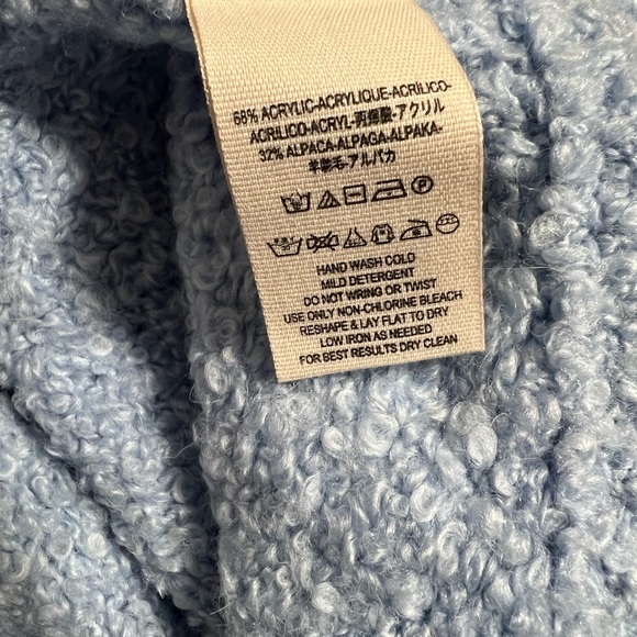 Free People Sz M Light Blue All Mine Fuzzy Knit Alpaca Blend V-Neck Sweater. - Picture 6 of 9